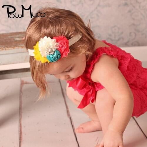 Powmuco Glitter Sequins Bows Flowers Elastic Hairband Baby Girls Cute Handmade Floral Headband Infant Headwear Christmas Gifts