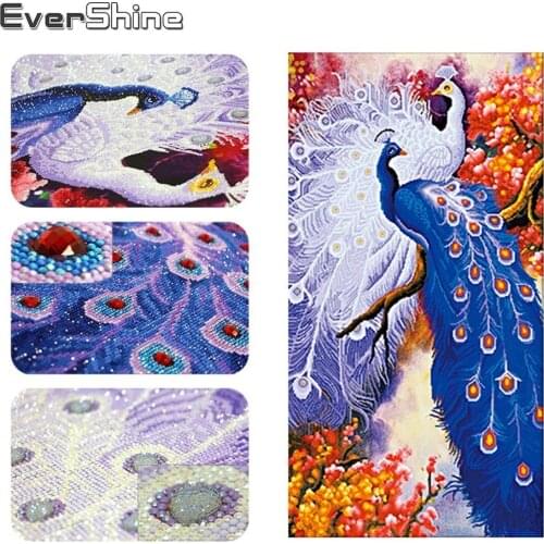 EverShine DIY 5D Diamond Painting Cross Stitch Animals Special Shaped Diamond Embroidery Couple Peacock Kits Wall Decoration