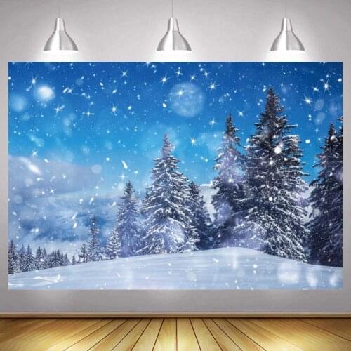 Winter Wonderland Coniferous Forest Photo Backdrop Pine Tree snowflake Christmas Party Photography Background Photocalls Banner