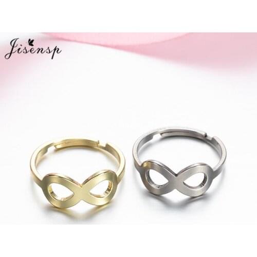 Stainless Steely Infinity Symbol Rings Adjustable Finger Rings Fashion Jewelry for Women Girls Engagement Wedding Eternity Ring