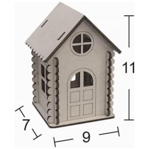 L90 Tiny House Candle Holder, Can Be Painted Wooden Candle Holder