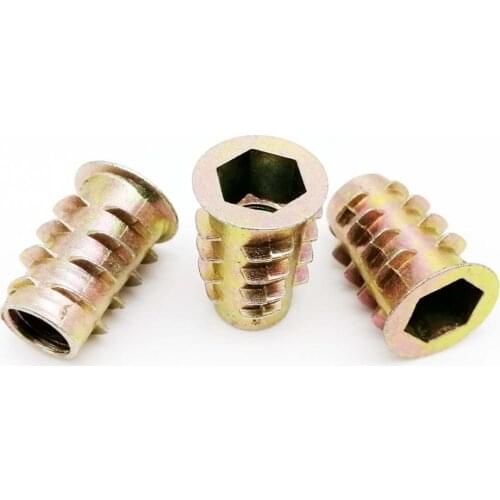 10X M4 M5 M6 M8 Metal Hexagon Hex Socket Head Embedded Insert Nut E-Nut for Wood Furniture Inside and Outside Thread Zinc-alloy