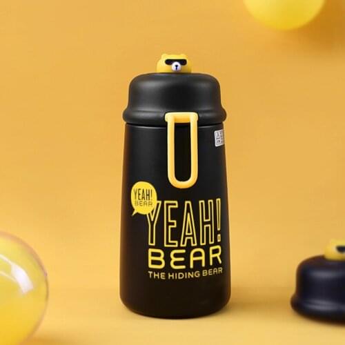 Cartoon Stainless Steel Thermos Bottle Tumbler Cup Creative Mug Cute Water Bottle Portable Mug Outdoor Big Belly Cup with Handle