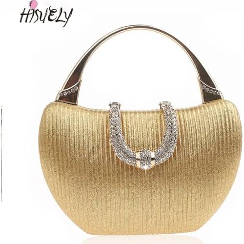 2021 New Vintage Evening Bag Diamond Sequined Clutch Hand Bag Bride Bag Free Shipping Gold Wedding Purse Female Handbag WY214