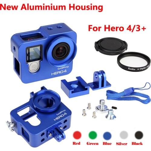 New Go pro Hero 4 3+ Camera Accessory, Aluminium Metal Housing Frame Alloy Protective Case +UV filter for Gopro 4 hero4,hero3