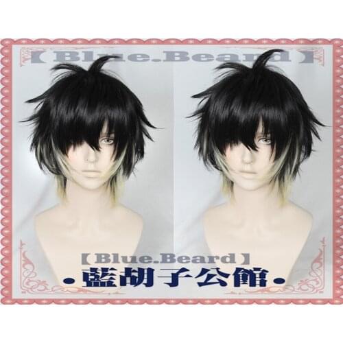New Anime Slow Damage TOWA Cosplay Wig Men Short Black Yellow Hair Wig