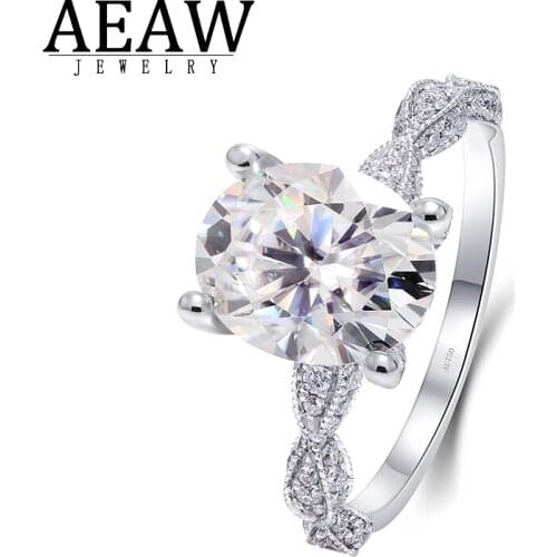 D Color VVS1 Oval Brilliant Cut 4.0carat 8x10mm Moissanite Halo Engagement Ring Solid 14K White Gold Fine Ring for Women