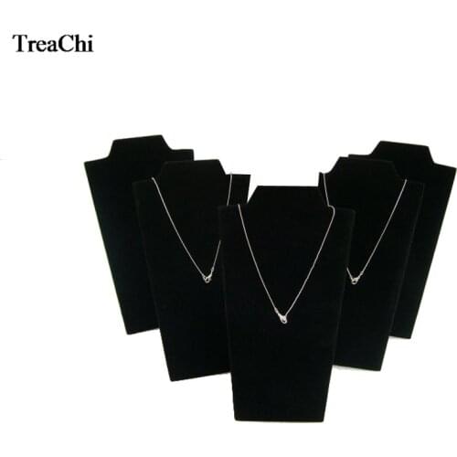 Wholesale 5Pcs Black Velvet Necklace Easel Showcase Pendant Chain Jewelry Display Organizer Rack Necklace Storage Collar Stand S