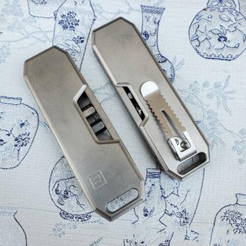 EDC Palm Screwdriver Push Type Titanium Alloy Back Clip Adapter Bits