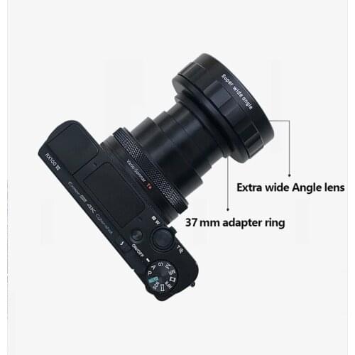 37mm Adapter Ring for Digital Camera 170 Degree Super Wide-angle Add-on Lens for Sony ZV1 Black Card Canon Photography Accessory