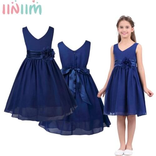 Iiniim Girls Teenage Birthday Party Dress Elegant Floral Princess Dress Ball Gown Tutu Dress for Weeding Kids Vestidos Clothing