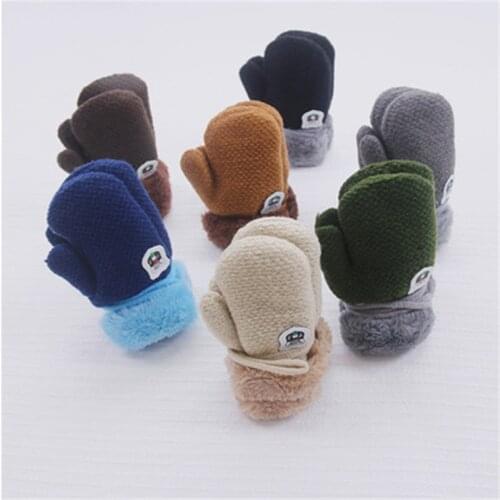 Warm Winter Mittens Hand Gloves Kids Children 2019 Cute Plush Rope Thicken Solid Unisex Elastic Gloves Fashion Accessories-YWC