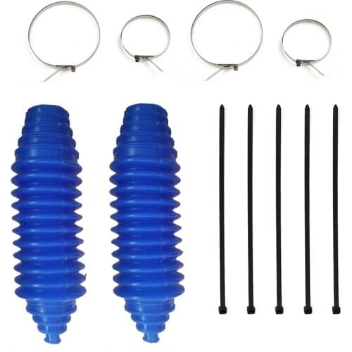 2 Set Universal Blue Silicone Rack Pinion Steering Gaiter Pinion Boots+Cable Ties+Clamp Kit For Car Parts