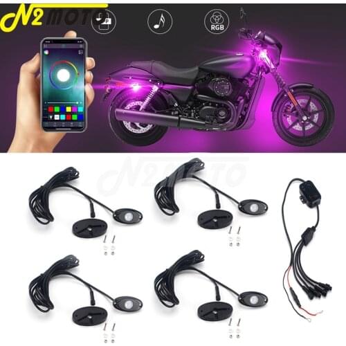Universal Motorcycle Flexible Underbody 12V RGB LED Colorful Rock Light App Control Decorative Ambient Atmosphere Lamp