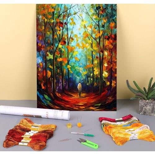 Morning Mood Printed Fabric 11CT Cross-Stitch DIY Embroidery Full Kit DMC Threads work Handicraft Sewing Hobby Decor