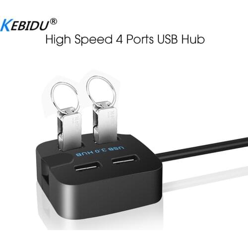 Kebidu 5Gbps High Speed Mini 4 ports USB3.0 USB2.0 HUB Splitter for Desktop Laptop with Stand Holder for Phone Tablet PC