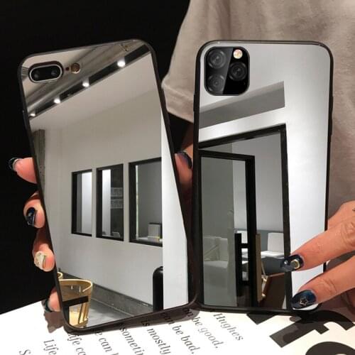 TPU makeup mirror Case for iPhone 11 12 Pro XS Max Xr X Mobile phone protection Cover for iPhone 8 7 6 6S Plus Cases Funda Coque