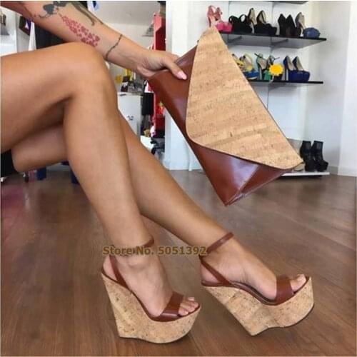 Women Chunky Heel Peep Toe High Heel Wedges Heel High Platform Sandals Fashion Summer Shoes Large Size