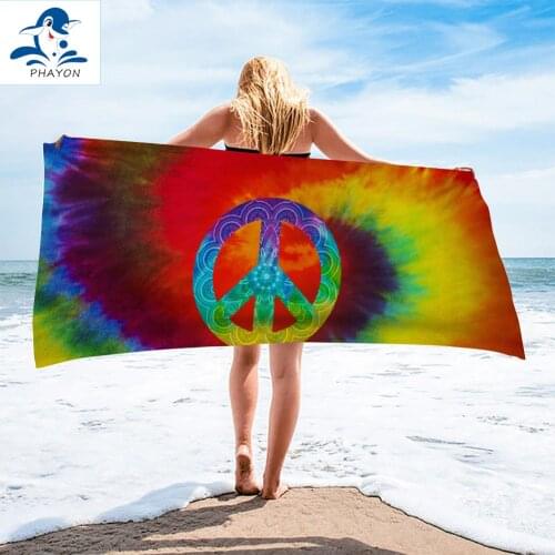 PHAYON 1Pcs Quicky-dry Microfiber Bath Towels Gradient Rainbow Sign 75*150cm Beach Towel Large Sport Towels Camping Accessories