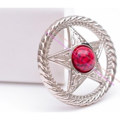 10PC 30MM Antique Silver Western Texas Star Rodeo Cowboy Leathercraft Handbag Belt Stone Bead Saddle Concho Accessories