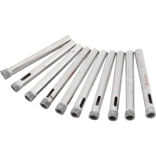 10Pcs Diamond Holesaw Drill Bits Tool Tile Glass Slate Porcelain Marble Ceramic 6mm For Rotary Power Drills
