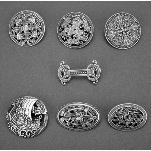 Viking Runes Runic Pin Elder Futhark Badge Cloak Pin Wicca Magical Norse Brooch Ancient Mythology Asatru Vintage Jewelry