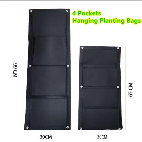 4Pockets Gardening Grow Pocket Indoor Outdoor Wall Hanging Vertical Planting Storage Bag Seedling Container Growing Bags