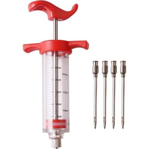 5PCS Stainless Steel Meat Injector Kit Portable Marinade Infuser Turkey Injector Syringe Grilled Juice Syringe Kitchen Tools