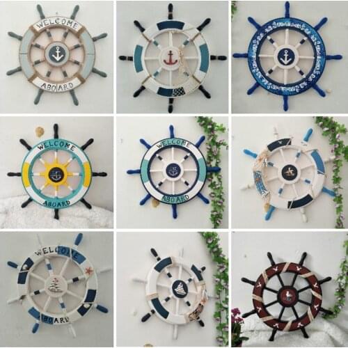 62CM Wood Ship Wheel Boat Steering Rudder Anchor Mediterranean Ornament Wall wooden decorations Kids Birthday Party Supplies