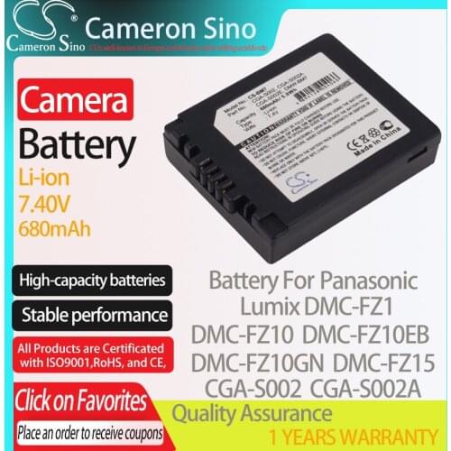 CameronSino Battery for Panasonic Lumix DMC-FZ1 DMC-FZ10 DMC-FZ10EB DMC-FZ15 fits Panasonic CGA-S002 Digital camera Batteries