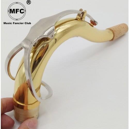 Free Shipping Music Fancier Club Professional Tenor Saxophone Neck Brass Gold lacquer Nickel-plated Keys Tenor Sax Neck