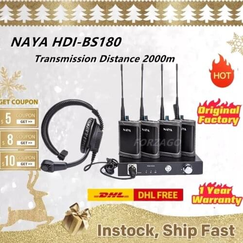 NAYA HDI-BS180 Wireless Intercom System Transmission Distance 2000m Full Duplex Signal Communication Talkback PK Hollyland T1000