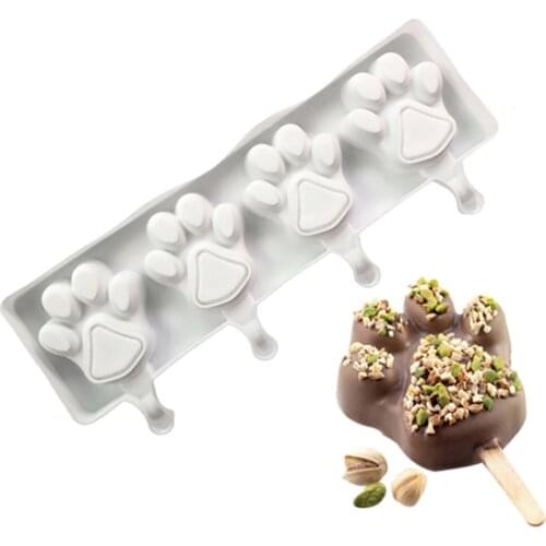 Big Size Silicone Popsicle Mold Bear Paw Heart Shaped Reusable Ice Cream Maker Ice Lolly Moulds Candy Bar Tool Ice Pop Maker
