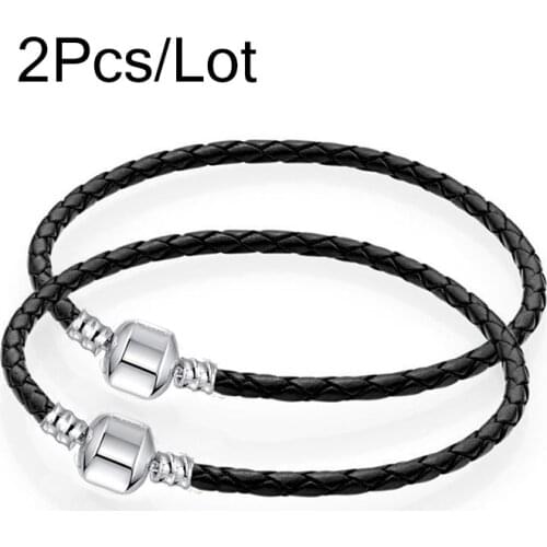 2Pcs/lot 2021Newset PU Leather Chain Bracelets Fit Original DIY Beads Charm Bracelet For Women Jewelry Making Gift Dropshipping