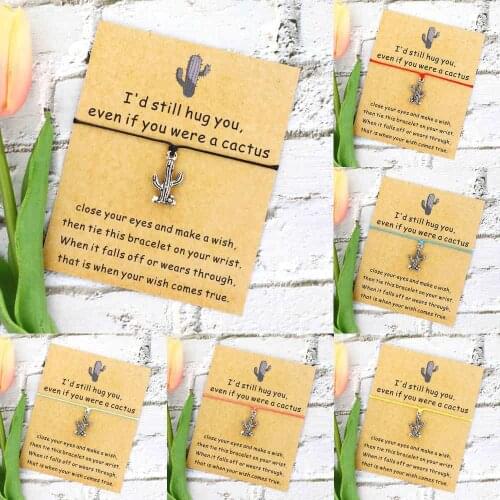 Cactus Bracelet Silver Color Cactus Charms Pendants Bracelet Cactus Jewelry for Women Men Best Friend Gift