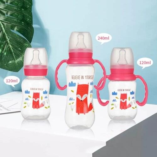 120ML/240ML Standard Diameter Infant Nursing Bottle Feeding Cup With Grip and Neck Nipple Baby Feeding Bottle