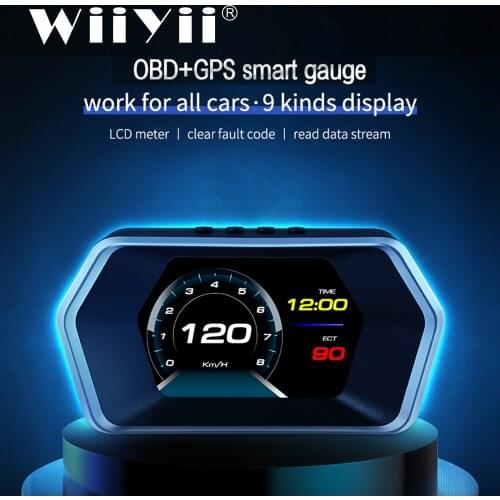 Factory price P17 HUD OBD2 Head Up Display car GPS gauge navigation Digital Speedometer Projector Turbo Oil Temp car computer