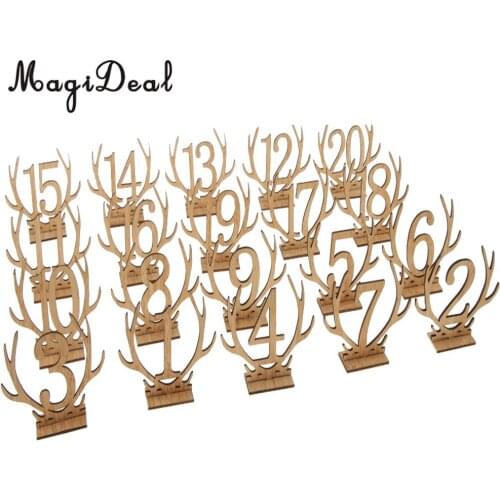 Wooden Antler Freestanding 1-20 Table Number Sign Stand Wedding Table Decor