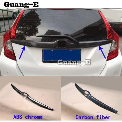 For Honda Fit Jazz 2017 2018 2019 Car Rear Door License Tail Tailgate Bumper Frame Plate Trim Lamp Trunk Parts Sticks Hoods 1pcs