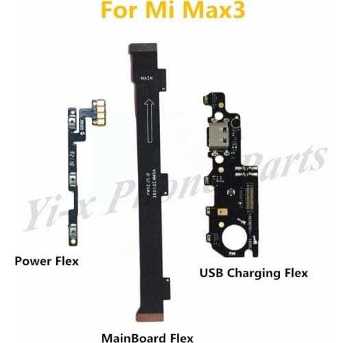 For Xiaomi Max3 Power Volume & USB Charging Board Flex Cable & Motherboard MainBoard Connections Flex Cable For Mi Max 3