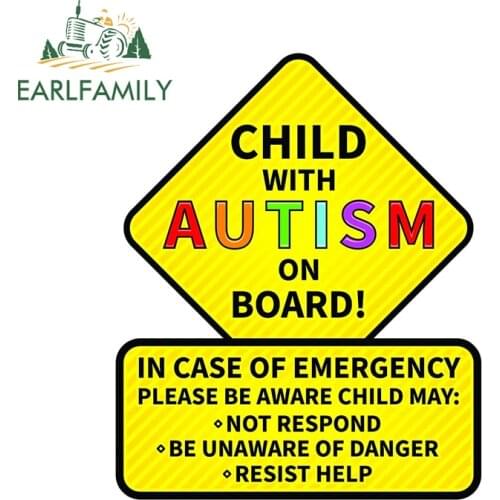 EARLFAMILY 13cm x 10.8cm For Autistic Sticker Child on Board Car Truck Decal Vinyl Material Car Stickers Occlusion Scratch