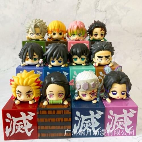 Anime Demon Slayer FiguresTanjiro Nezuko Inosuke Zenizu lie on ones stomach Action Figure Kimetsu No Yaiba Model Toys Doll