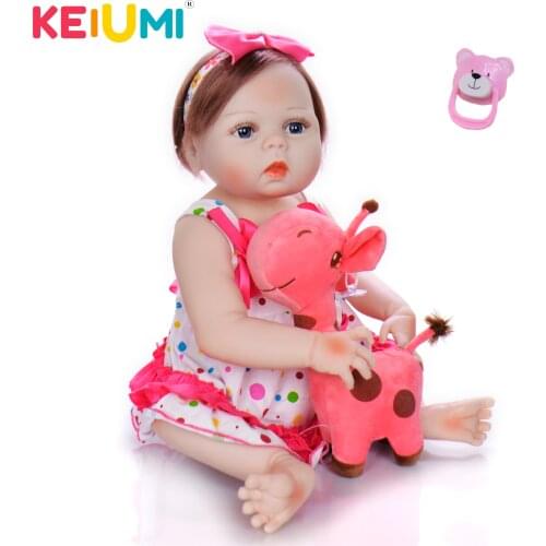 KEIUMI 23 Inch Baby Reborn Silicone Full Body Vinyl Girl Doll DIY Toy 57 cm Reborn Baby Doll Birthday Gifts Bed Time Playmate