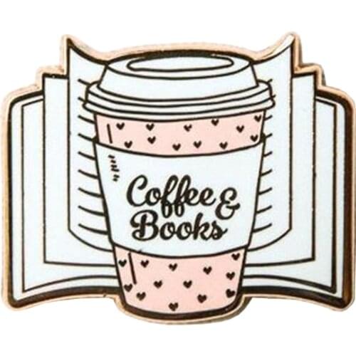 Coffee Books Enamel Pin Badge