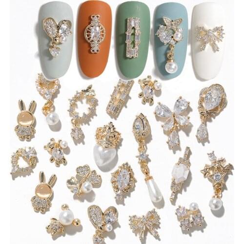 2pieces new pattern3D Metal Zircon Nail art Japanese Jewelry Nail Decorations High Quality Zircon Crystal Manicure bow Rhinesto