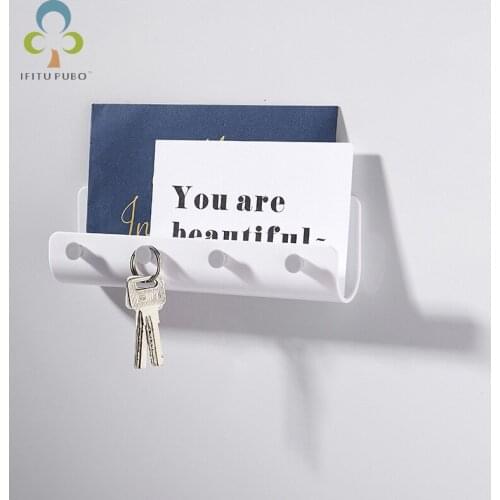 Creative fashion simple U-shaped wall-mounted storage rack nail-free with 4 hook storage rack home multi-purpose key hook YJN