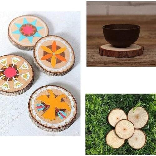 50pcs Round Unfinished Wood Slices Circles with Tree Bark Log Discs DIY Crafts Wedding Party Painting