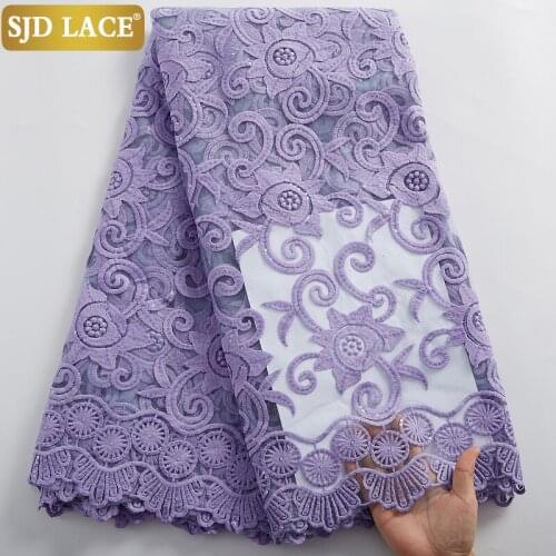 SJD LACE Sequin African French Net Lace Fabric 2021 High Quality Milk Silk Tulle Mesh Lace Bridal Nigerian Wedding Dress FA2433