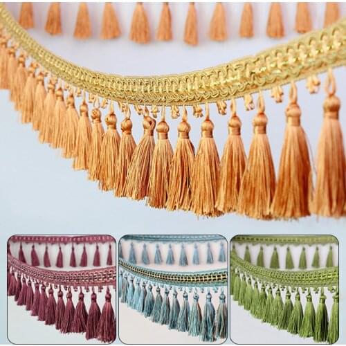 1 Meter 12 Colors Curtain Sofa Lace Ribbon Tassel Fringe Trim DIY Beads Drapery Sewing Curtain Decoration Accessories