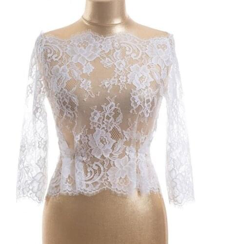 High Quality White Wedding Jacket Lace Off the Shoulder Bridal Cape Long Sleeves Bride Bolero Wedding Cloak